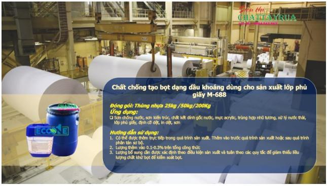 Chất chống tạo bọt dạng dầu khoáng dùng cho sản xuất lớp phủ giấy M-688